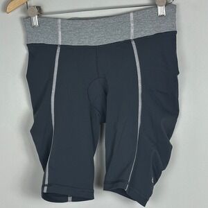 Lululemon Padded Cycling Shorts Grey Womens Sz 6 Drawstring Athletic Reflective‎